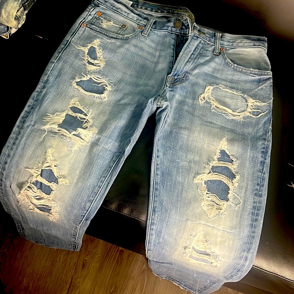 Ripped blue jeans